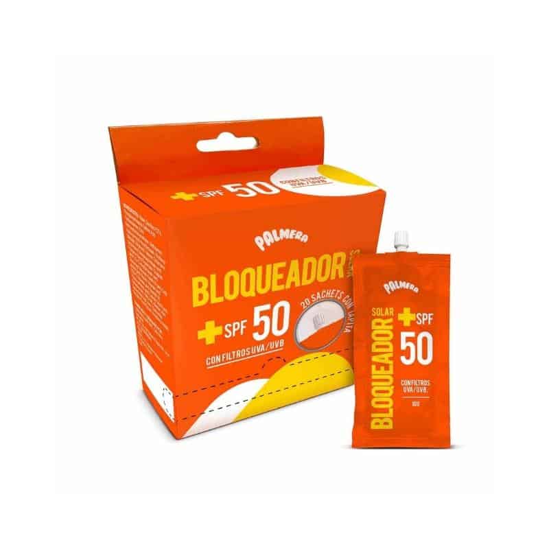 Bloqueador Solar SPF50 Sachet  x 20 Und de 10 gr Palmera Sun