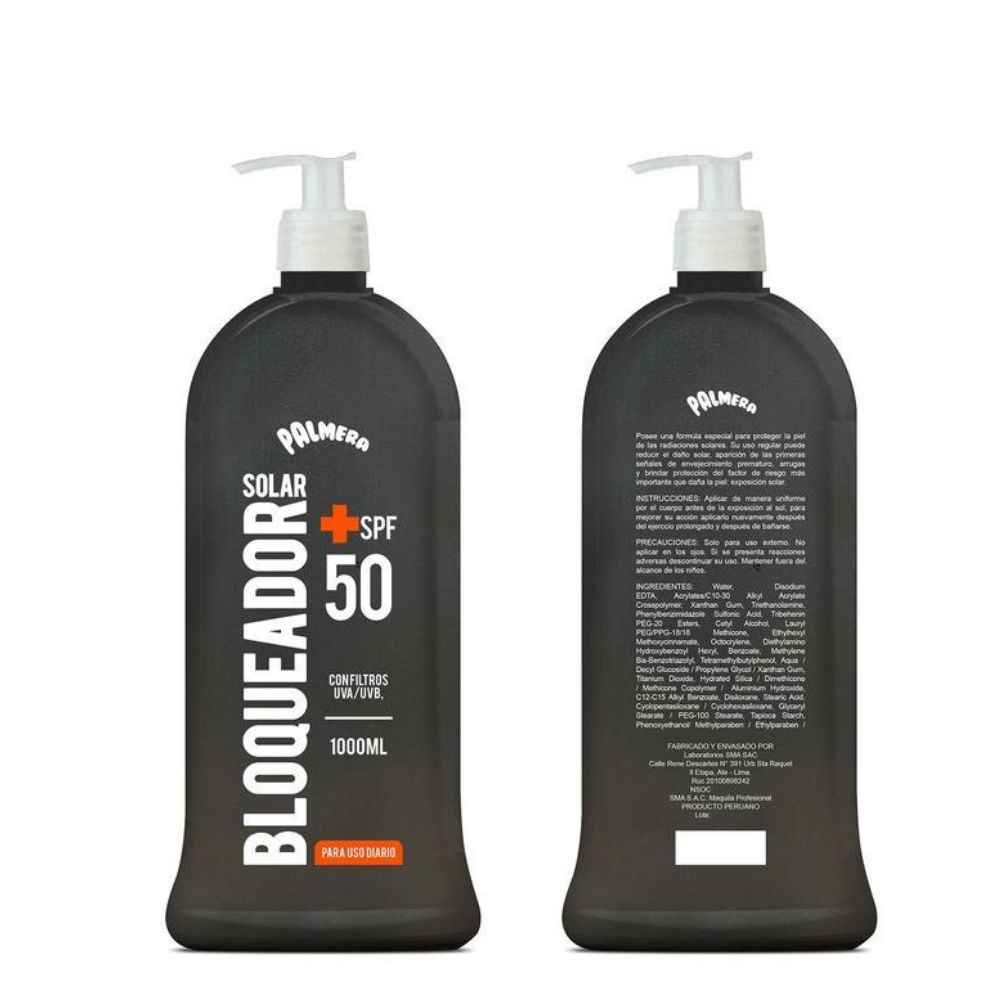Bloqueador Solar SPF 50 Frasco 1 Litro Palmera Sun