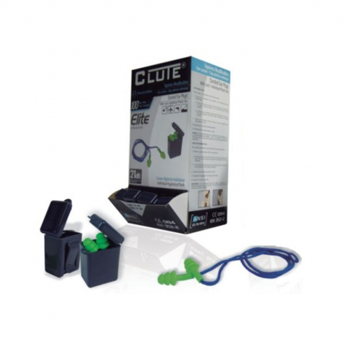tapon de oido tpr elite verde con estuche clute (x100)