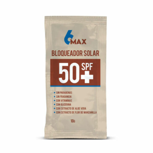 Bloqueador Solar 6MAX SPF 50 Sachet x 20 Und de 10 gr Palmera
