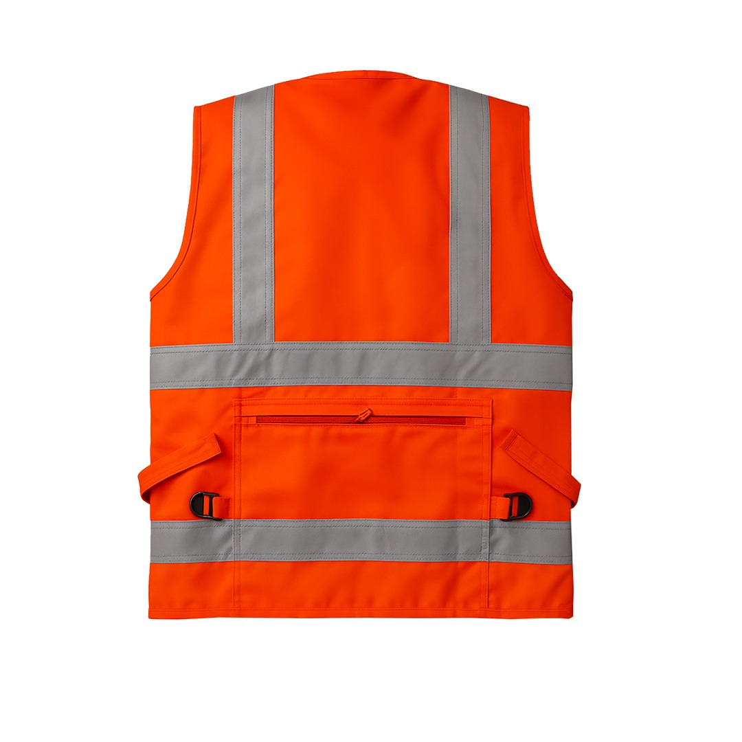 chaleco drill tecnologia fortec 100% poliester 7 bolsillos cinta tr 2" naranja